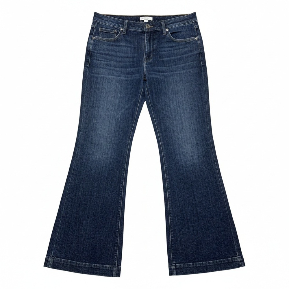 DKNY‎ JEANS Houston Trouser Women's 10 Blue Denim Dark Wash Embellished Flare